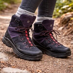 Salomon Women Black and Purple Outdoor Hiking Boots